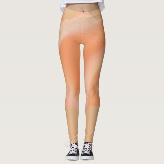 Leggings mit abstrakt pfirsichfarbenem Design (Vorderseite)