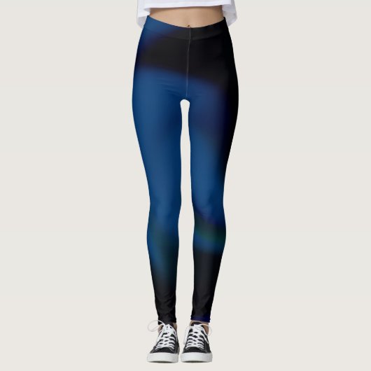 Leggings mit abstraktem blau-schwarzem Design (Vorderseite)