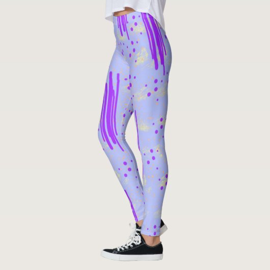 Leggings mit Abstraktem Blau und Lila Design (Links)