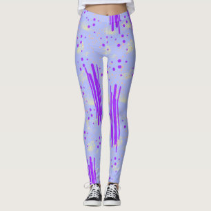 Leggings mit Abstraktem Blau und Lila Design