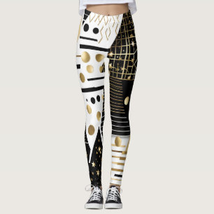 Leggings mit abstraktem Gold und schwarzen Dreieck