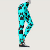 Leggings mit aquamarinem blauem und schwarzem Pfot (Rechts)