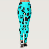 Leggings mit aquamarinem blauem und schwarzem Pfot (Rückseite)