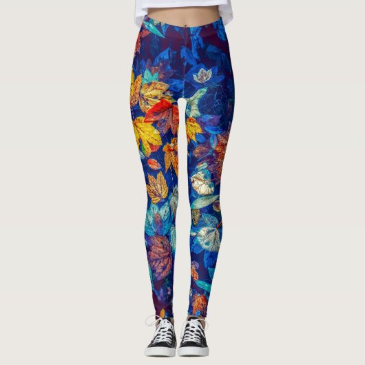 Leggings mit atemberaubender Blume (Vorderseite)