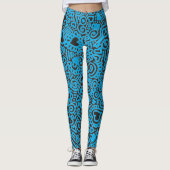 Leggings mit blauem Doodle-Muster (Vorderseite)