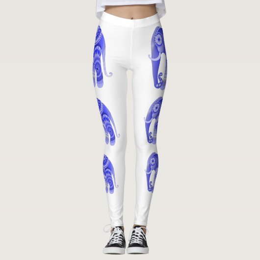Leggings mit blauem Elefanten (Vorderseite)