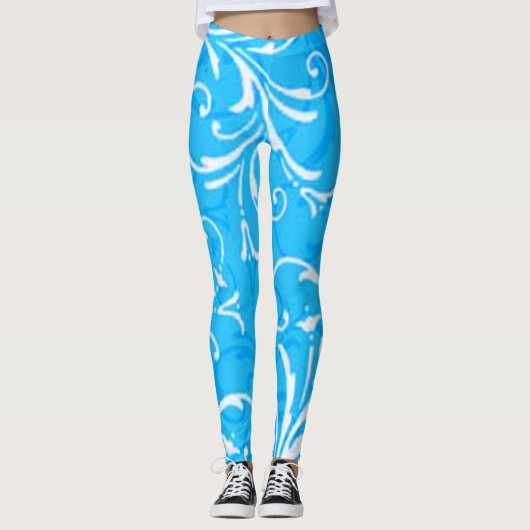 Leggings mit blauem Swirl (Vorderseite)