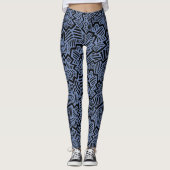 Leggings mit blauem und schwarzem Muster (Vorderseite)