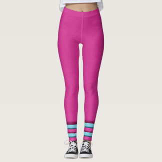 Leggings mit blauen und rosa Linien