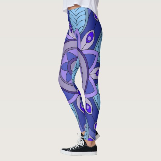 Leggings mit blauer Kunst (Links)