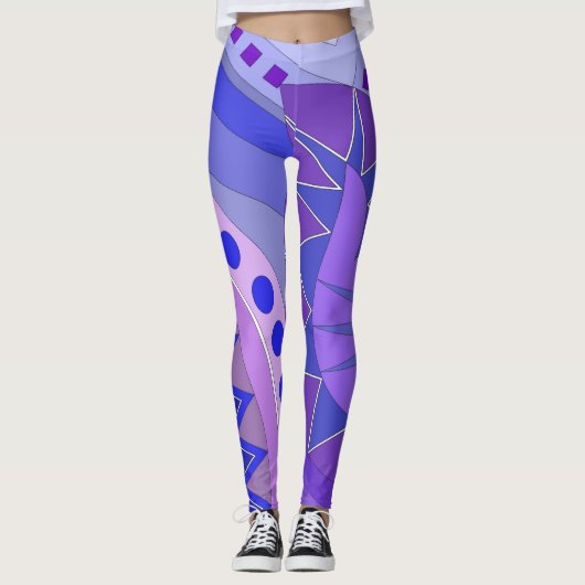 Leggings mit blauer lässiger Kunst (Vorderseite)