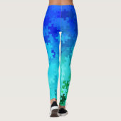 Leggings mit bläulich-grünem Gradient Puzzle (Rückseite)