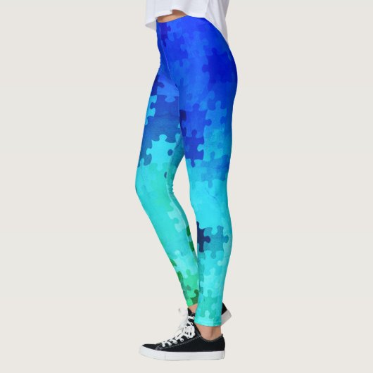 Leggings mit bläulich-grünem Gradient Puzzle (Links)
