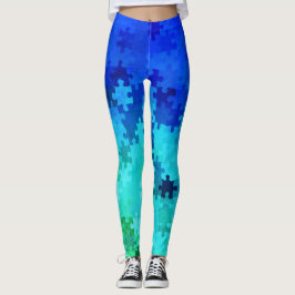 Leggings mit bläulich-grünem Gradient Puzzle
