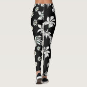 Leggings mit Blume in Schwarzweiß (Rückseite)