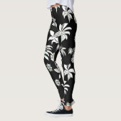 Leggings mit Blume in Schwarzweiß (Links)