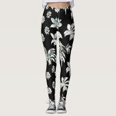 Leggings mit Blume in Schwarzweiß (Vorderseite)