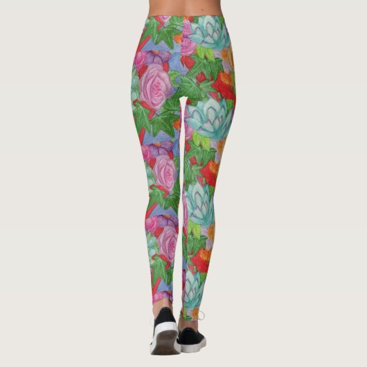 Leggings mit Blumengeflecht, Abstrakte Frauenblume (Rückseite)