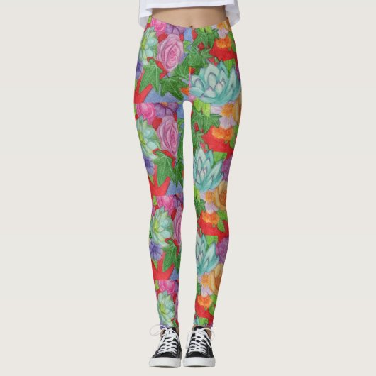 Leggings mit Blumengeflecht, Abstrakte Frauenblume (Vorderseite)