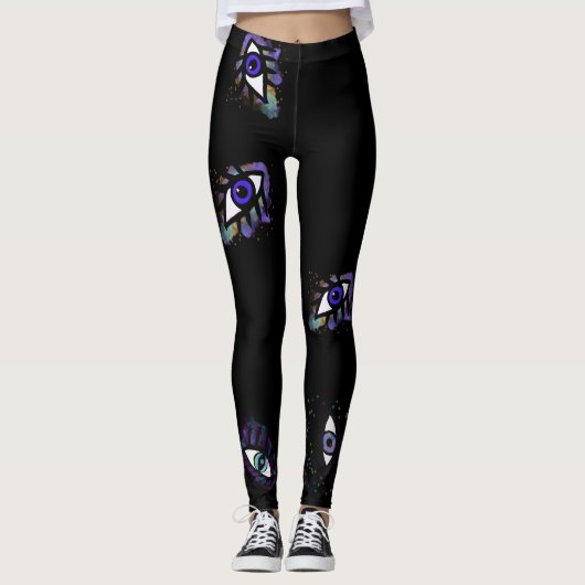 Leggings mit bösen Augen, Schwarze Augenlounge (Vorderseite)