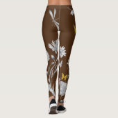 Leggings mit brauner Blüte und Schmetterling (Rückseite)