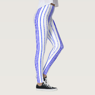 Leggings mit dünnen blauen, gespeckten vertikalen