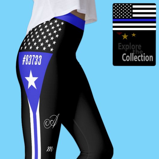 Leggings mit dünner blauer Linie, personalisiert, 