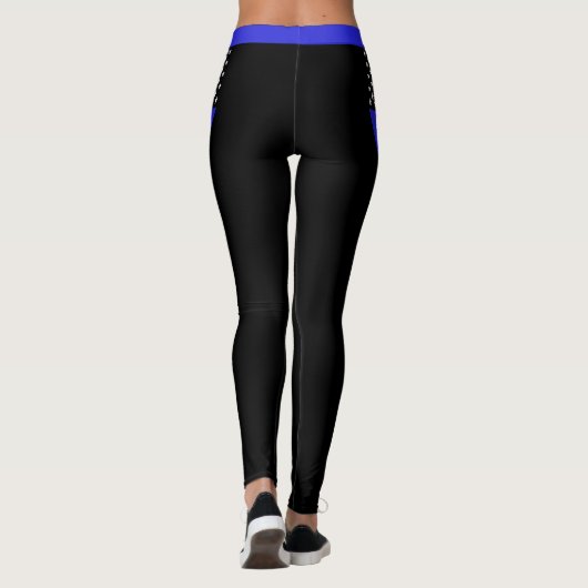 Leggings mit dünner blauer Linie, personalisiert, (Rückseite)
