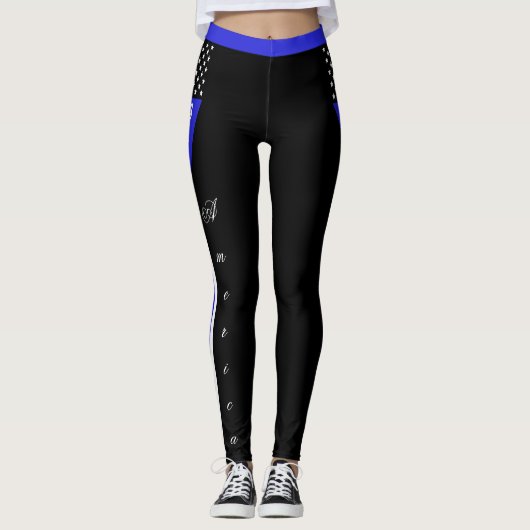 Leggings mit dünner blauer Linie, personalisiert, (Vorderseite)