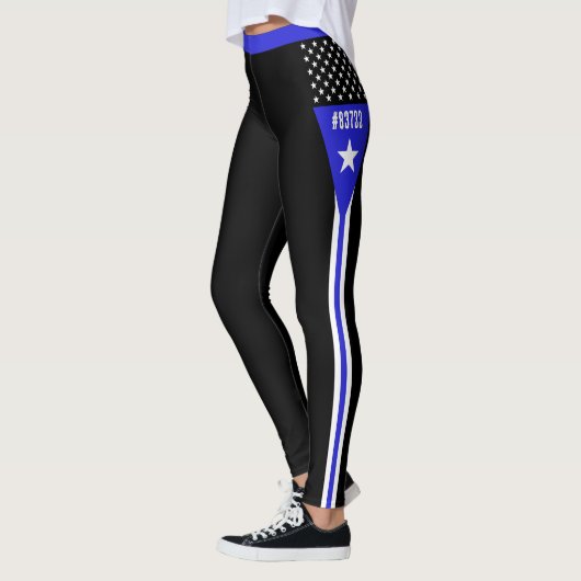 Leggings mit dünner blauer Linie, personalisiert, (Links)