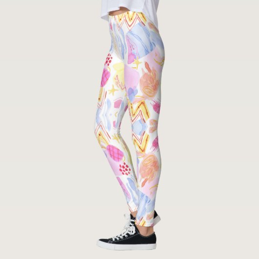 Leggings mit einem farbenfrohen abstrakten Muster (Links)