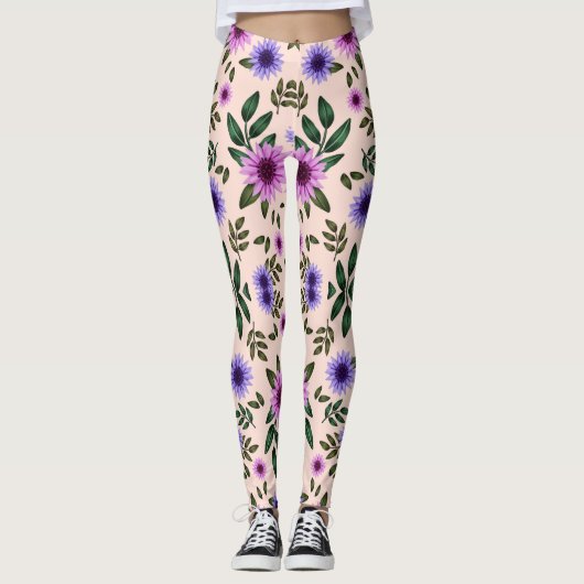 Leggings mit einem lebendigen Blumenmuster (Vorderseite)