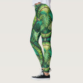 Leggings mit einem lebendigen grünen tropischen Bl (Links)