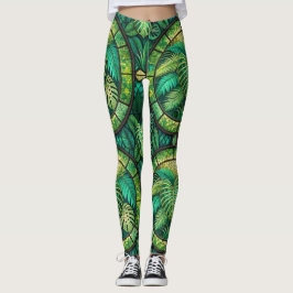 Leggings mit einem lebendigen grünen tropischen Bl