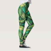 Leggings mit einem lebendigen grünen tropischen Bl (Rechts)