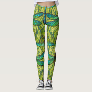Leggings mit einem lebendigen Libellenmuster