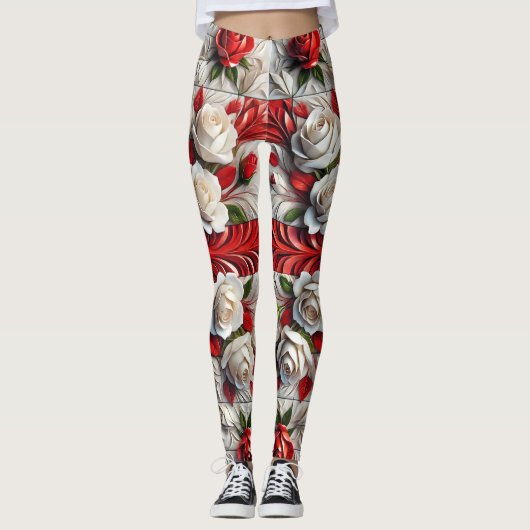 Leggings mit englischer Rose Design (Vorderseite)