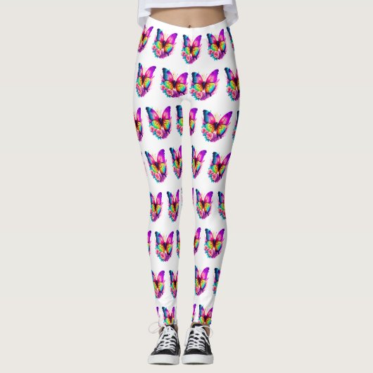 Leggings mit farbigen Butterfly-Designs (Vorderseite)