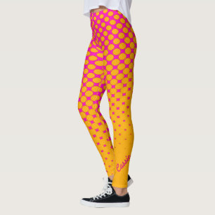 Leggings mit gelben bis rosa glänzenden Mustern