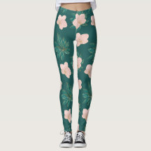 Leggings mit goldfarbenen und rosa Blätter