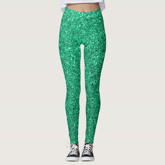 Leggings mit grünem Glitzer (Vorderseite)