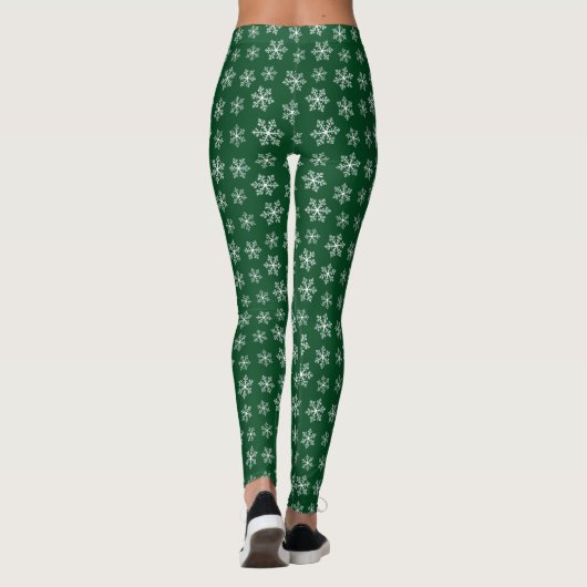 Leggings mit grünem Schneeflocken (Rückseite)