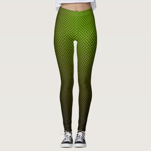Leggings mit grünem schwarzen Kohlenstofffasermust (Vorderseite)