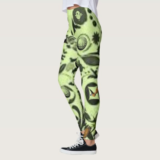 Leggings mit grünem Vogel (Links)