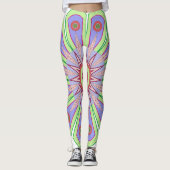 Leggings mit grünen und rosa Kunstwerken (Vorderseite)