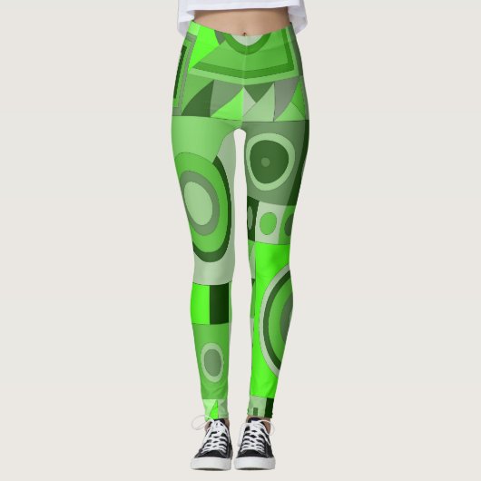 Leggings mit grüner lässiger Kunst (Vorderseite)