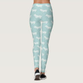 Leggings mit hellblauer und weißer Dackel (Rückseite)