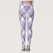 Leggings mit Kariertem, blauem, Lila und weißem Mu