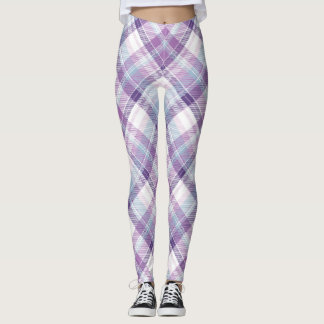 Leggings mit Kariertem, blauem, Lila und weißem Mu