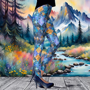 Leggings mit karierten geometrischen Mosaiken